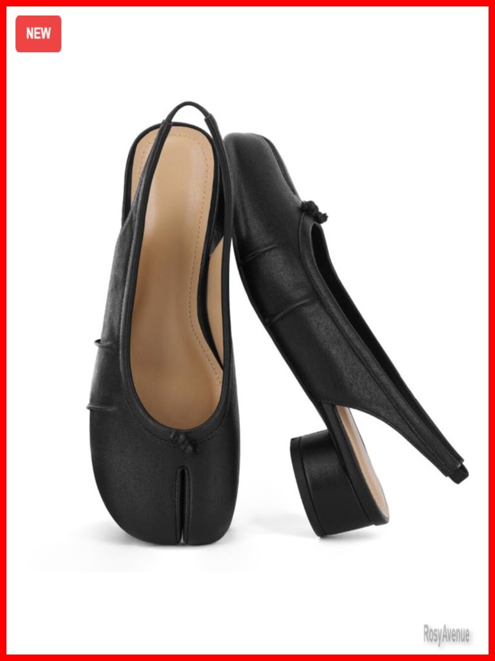 Tabi Split Toe Slingback Low Block Heel Pumps Women Synthetic Upper